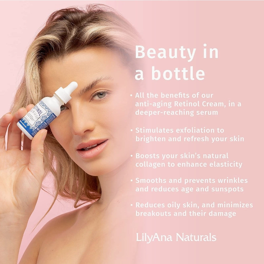 Retinol Serum by LilyAna Naturals - Retinol Serum for Face has pure retinol (2.5%) for effective treatment of dark spots and acne scars - 1oz (1-Pack) Retinol Serum by LilyAna Naturals - Retinol Serum for Face has pure retinol (2.5%) for effective treatment of dark spots and acne scars - 1oz (1-Pack)
