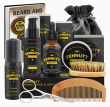 Load image into Gallery viewer, Beard Growth Kit,Beard Kit,Beard Grooming Kit w/Beard Foam,Beard Conditioner,Beard Growth Oil,Beard Balm,Brush,Comb,Scissor Beard Care Kit for Men Stuff,Unique Christmas Gift Set