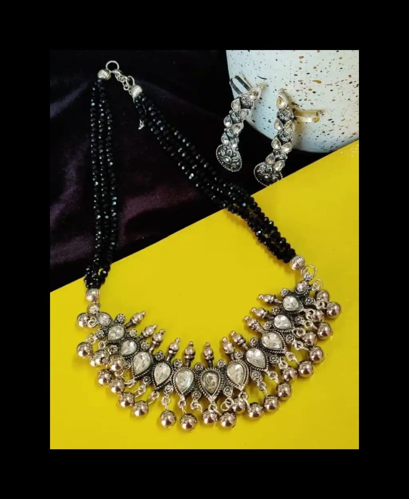 Silver Plated Brass Statement Necklace