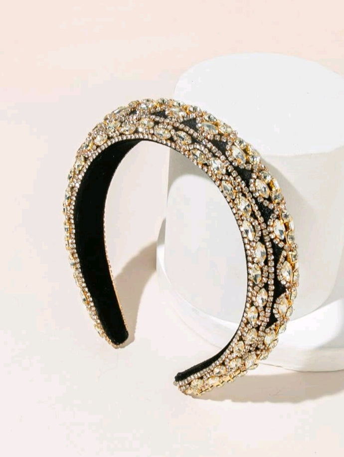 Crystal Rhinestone Headbands For Women White Pearl Headbands For Girls Padded Headband Black Velvet Jewelry Chain Hairband Handmade Pearly Flower Retro Filling Diamond Hair Accessories