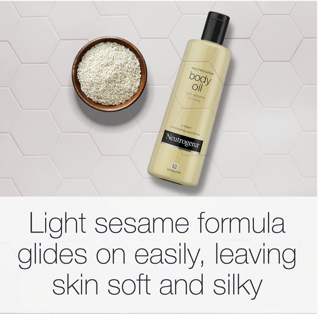 Body Oil Light Sesame Formula, Dry Skin Moisturizer & Hydrating Body Massage Oil, for Radiant & Healthy Looking Glow, Nourishing Bath Oil for Sheer Moisture, 16 fl. oz