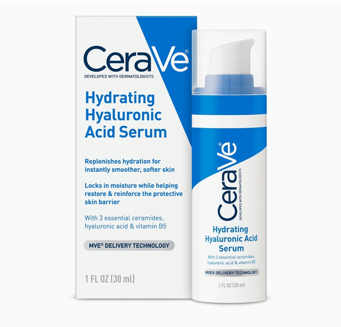 Cerave Hyaluronic Acid Serum for Face with Vitamin B5 and Ceramides | Hydrating Face Serum for Dry Skin | Fragrance Free | 1 Ounce