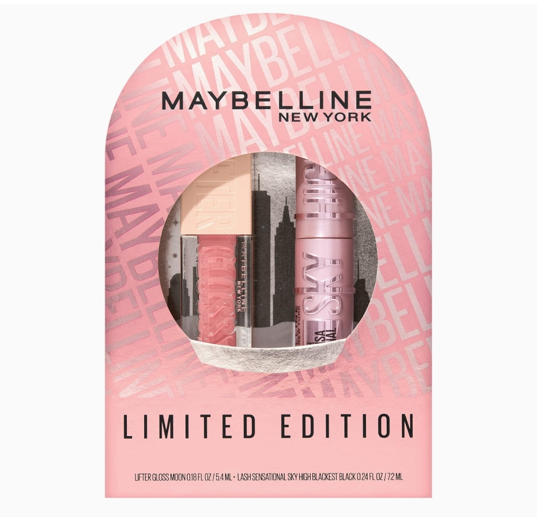 Maybelline New York Lash Sensational Sky High Mascara and Lifter Gloss Gift Set, Includes 1 Miniature Mascara and 1 Full-Size Lip Gloss, 1 Kit, Black Maybelline New York Lash Sensational Sky High Mascara and Lifter Gloss Gift Set, Includes 1 Miniature Mascara and 1 Full-Size Lip Gloss, 1 Kit, Black