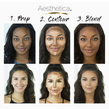 Load image into Gallery viewer, Aesthetica Cosmetics Cream Contour and Highlighting Makeup Kit - Contouring Foundation / Concealer Palette - Vegan &amp; Cruelty Free - Step-by-Step Instructions Included