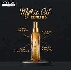 L'Oreal Professionnel Mythic Oil Huile Originale | Leave-In Treatment Serum | Heat Protectant | Anti- Frizz | Adds Softness & Shine | With Argan Oil | For All Hair Types | 3.4 Fl. Oz.