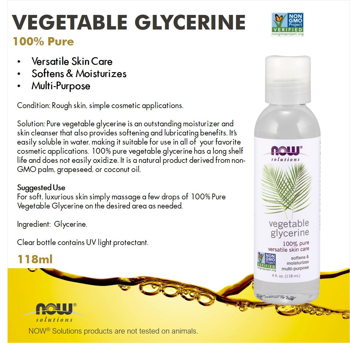 Now Foods, Solutions, Vegetable Glycerine Now Foods, Solutions, Vegetable Glycerine