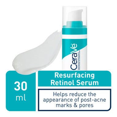 CeraVe Retinol Serum for Post-Acne Marks and Skin Texture | Pore Refining, Resurfacing, Brightening Facial Serum with Retinol | Fragrance Free & Non-Comedogenic| 1 Oz