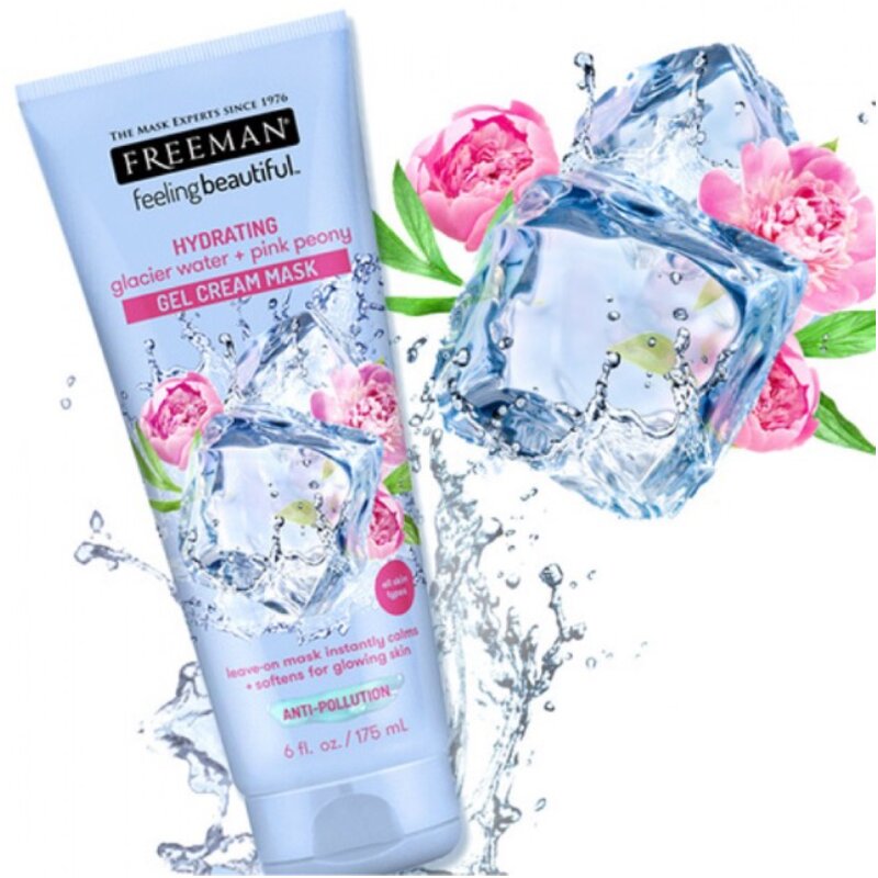 Freeman Hydrating Gel Cream Facial Mask, Moisturizing, Softening, and Calming Beauty Face Mask with Glacier Water and Pink Peony, 6 oz Freeman Hydrating Gel Cream Facial Mask, Moisturizing, Softening, and Calming Beauty Face Mask with Glacier Water and Pink Peony, 6 oz